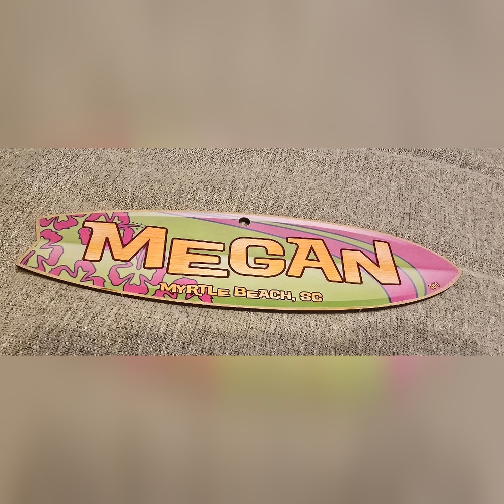 Mini Myrtle Beach Colorful Custom MEGAN Surfboard Decor 8 x 2 Fun Surf